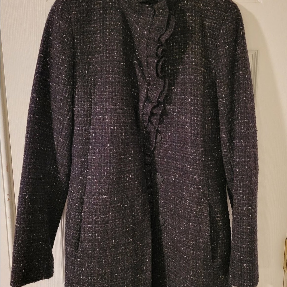 DKNY Black Tweed Coat